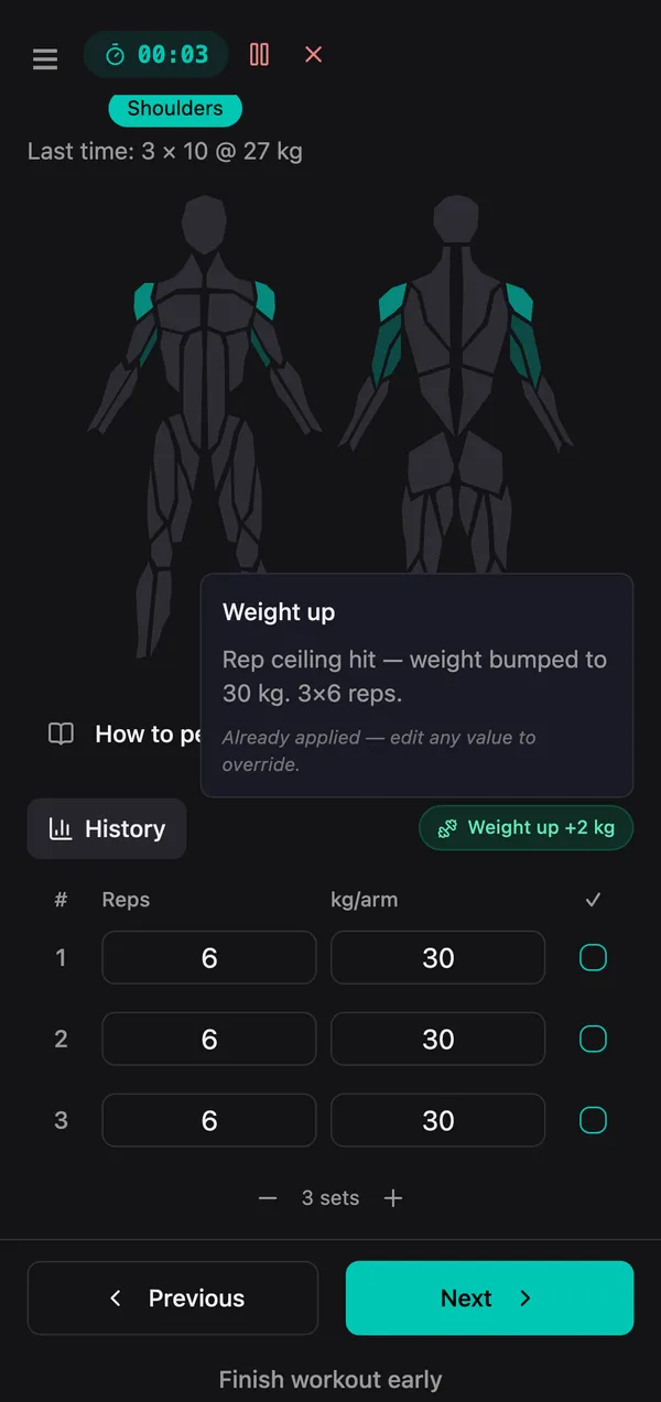 Progression suggestion to add weight.